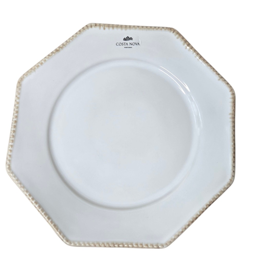 COSTA NOVA LUZIA WHITE SALAD‎ PLATE, OCTAGON SHAPE, NEW!